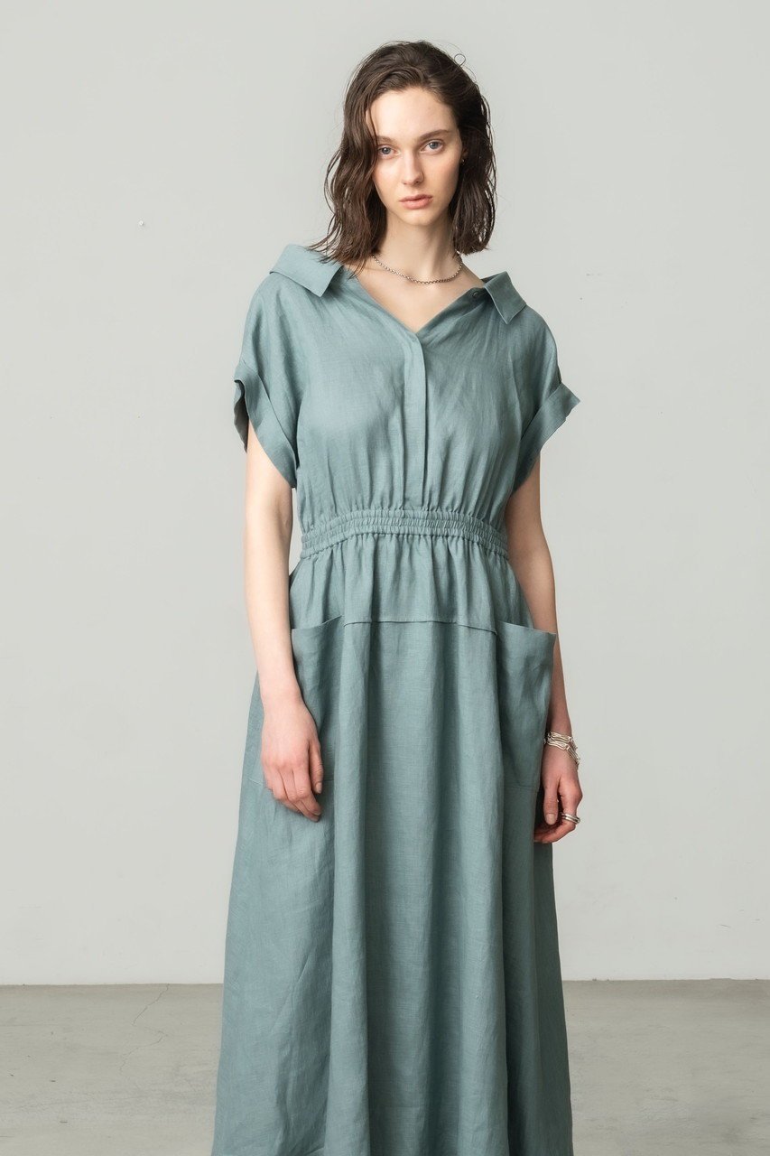 【エブール/ebure】のボタニカルリネン シャツワンピース 人気、トレンドファッション・服の通販 founy(ファニー) 　ファッション　Fashion　レディースファッション　Fashion for Women　ワンピース　Dresses　シャツワンピース / 1枚で着映えコーデ　Shirt Dresses　チュニック　Tunic Tops & Dresses　チュニック　Tunic, Long Top　パッチ　Patch, Appliqué　ポケット　Pocket, Pocket Detail　ラップ　Wrap, Wrap Design　リネン　Linen, Linen Fabric　ロング　Long, Long-Length　エレガント 上品　Elegant　再入荷　Restock / Back in Stock　夏　Summer　other-8|ID: prp329100004922977 ipo3291000000036939118