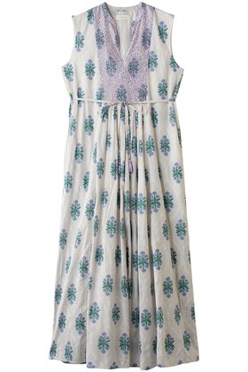 【ヌキテパ/NE QUITTEZ PAS】のCotton Jacquard Iberis print Embroideryノースリーブドレス 人気、トレンドファッション・服の通販 founy(ファニー) ファッション Fashion レディースファッション Fashion for Women ワンピース Dresses フォーマル・パーティードレス・結婚式用ドレス Elegant & Casual Dresses チュニック Tunic Tops & Dresses ギャザー Gathered, Ruffled ジャカード／ジャガード Jacquard, Woven Pattern タッセル Tassel, Fringe チュニック Tunic, Long Top ドレス Dress, One-Piece ノースリーブ Sleeveless, No-Sleeve フェミニン Feminine, Girly プリント Print, Printed Pattern リボン Ribbon, Bow ロング Long, Long-Length 新作・新入荷 New Arrivals / New In |ID:prp329100004922991