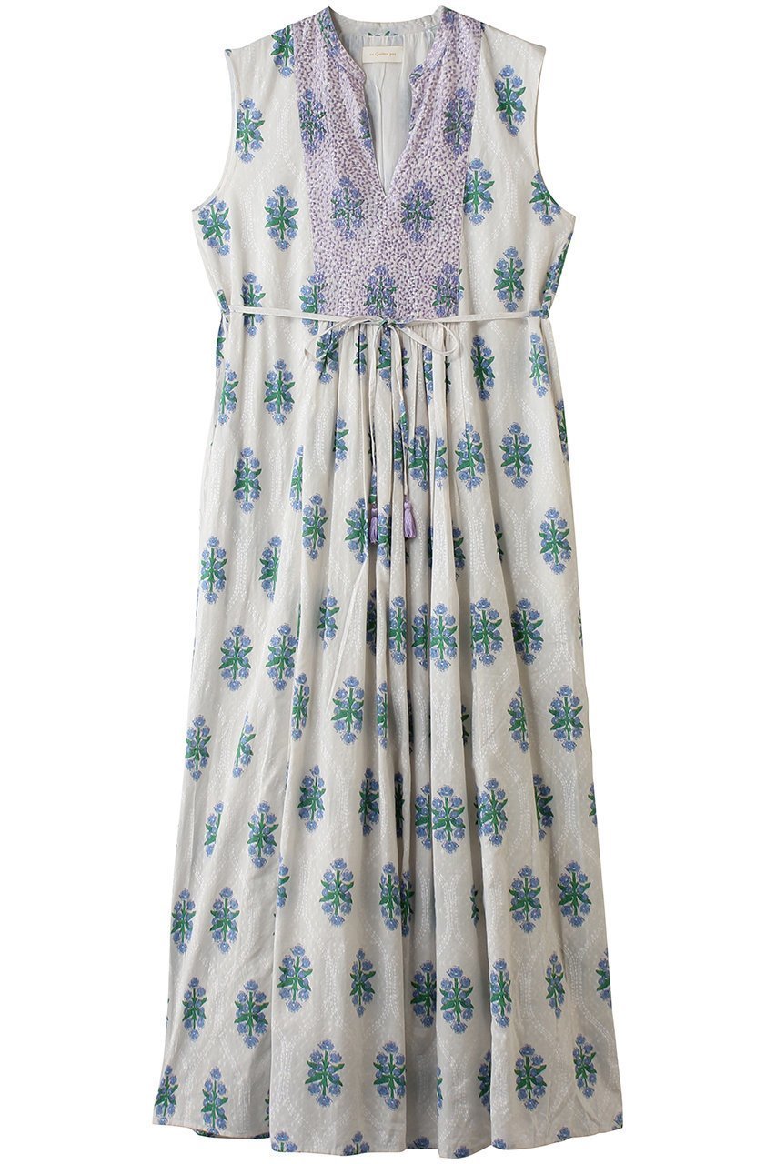 【ヌキテパ/NE QUITTEZ PAS】のCotton Jacquard Iberis print Embroideryノースリーブドレス インテリア・キッズ・メンズ・レディースファッション・服の通販 founy(ファニー) 　ファッション　Fashion　レディースファッション　Fashion for Women　ワンピース　Dresses　フォーマル・パーティードレス・結婚式用ドレス　Elegant & Casual Dresses　チュニック　Tunic Tops & Dresses　ギャザー　Gathered, Ruffled　ジャカード／ジャガード　Jacquard, Woven Pattern　タッセル　Tassel, Fringe　チュニック　Tunic, Long Top　ドレス　Dress, One-Piece　ノースリーブ　Sleeveless, No-Sleeve　フェミニン　Feminine, Girly　プリント　Print, Printed Pattern　リボン　Ribbon, Bow　ロング　Long, Long-Length　新作・新入荷　New Arrivals / New In　ホワイト|ID: prp329100004922991 ipo3291000000036939199