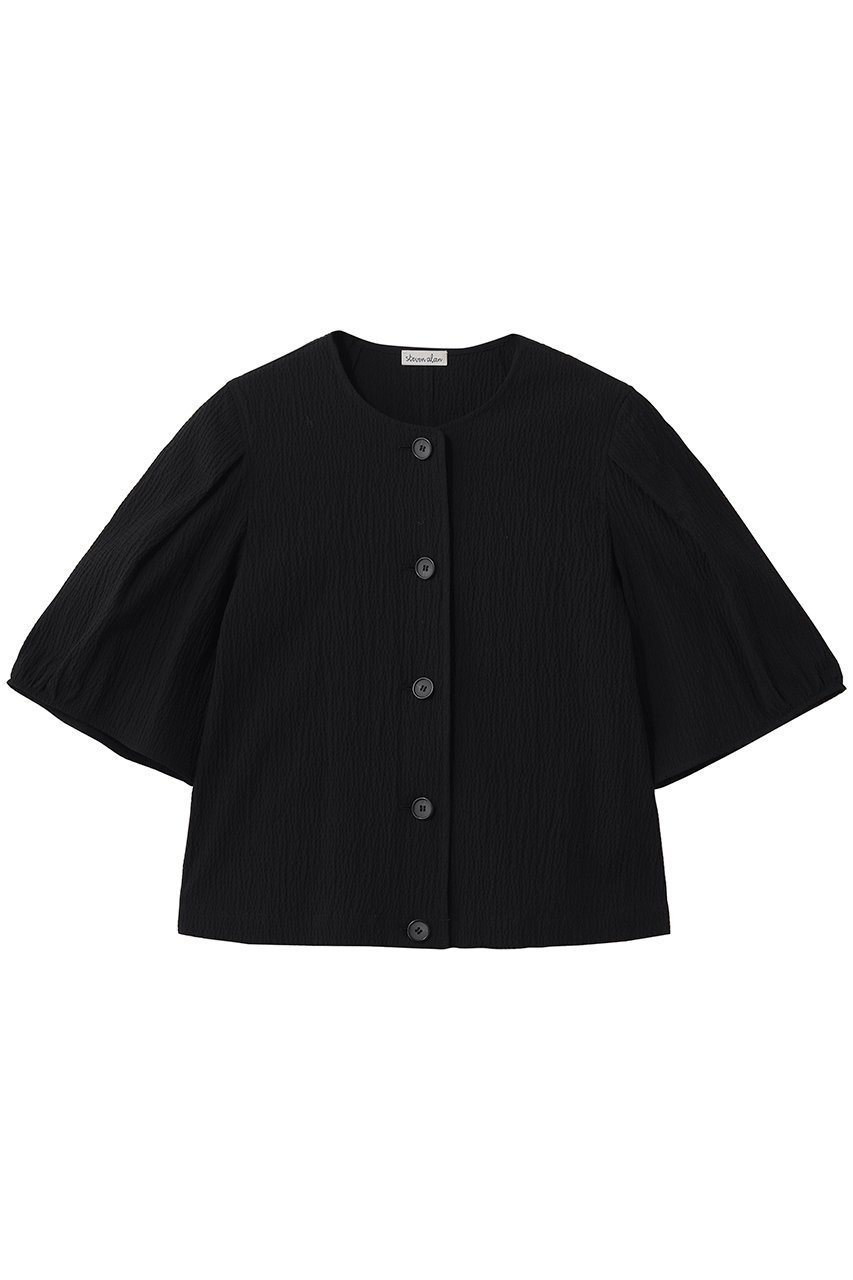 【スティーブンアラン/steven alan】のリップル コットン ブラウス インテリア・キッズ・メンズ・レディースファッション・服の通販 founy(ファニー) 　ファッション　Fashion　レディースファッション　Fashion for Women　トップス・カットソー　Cut & Sew Tops　シャツ・ブラウス・オフィスカジュアル　Elegant Blouses & Button-Ups　おすすめ　Recommended / Our Picks　ショート　Short, Short Length　スリーブ　Sleeve, Long Sleeve / Short Sleeve　セットアップ　Set-Up, Coordinated Outfit　バランス　Balance, Style Balance　モダン　Modern, Contemporary　新作・新入荷　New Arrivals / New In　ブラック|ID: prp329100004923019 ipo3291000000036939468