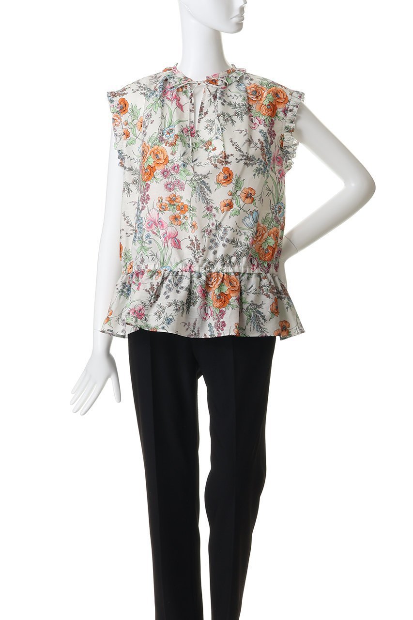 【デパリエ/DEPAREILLE】のリネンコットンフラワープリントブラウス 人気、トレンドファッション・服の通販 founy(ファニー) 　ファッション　Fashion　レディースファッション　Fashion for Women　トップス・カットソー　Cut & Sew Tops　キャミソール&ノースリーブ　Camisoles & Sleeveless Tops　シャツ・ブラウス・オフィスカジュアル　Elegant Blouses & Button-Ups　花柄・フラワープリント・モチーフ　Floral Prints & Motifs / Flower Pattern Tops　カラフル　Colorful Design　ノースリーブ　Sleeveless, No-Sleeve　フラワー　Flower, Floral　フリル　Frill, Ruffle　プリント　Print, Printed Pattern　リネン　Linen, Linen Fabric　リボン　Ribbon, Bow　再入荷　Restock / Back in Stock　夏　Summer　春　Spring　S/S・春夏　SS, Spring/Summer, Warm Season　other-2|ID: prp329100004923028 ipo3291000000036939543