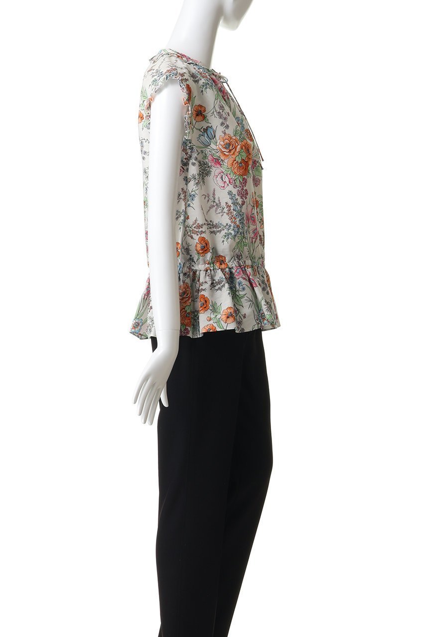 【デパリエ/DEPAREILLE】のリネンコットンフラワープリントブラウス 人気、トレンドファッション・服の通販 founy(ファニー) 　ファッション　Fashion　レディースファッション　Fashion for Women　トップス・カットソー　Cut & Sew Tops　キャミソール&ノースリーブ　Camisoles & Sleeveless Tops　シャツ・ブラウス・オフィスカジュアル　Elegant Blouses & Button-Ups　花柄・フラワープリント・モチーフ　Floral Prints & Motifs / Flower Pattern Tops　カラフル　Colorful Design　ノースリーブ　Sleeveless, No-Sleeve　フラワー　Flower, Floral　フリル　Frill, Ruffle　プリント　Print, Printed Pattern　リネン　Linen, Linen Fabric　リボン　Ribbon, Bow　再入荷　Restock / Back in Stock　夏　Summer　春　Spring　S/S・春夏　SS, Spring/Summer, Warm Season　other-3|ID: prp329100004923028 ipo3291000000036939545