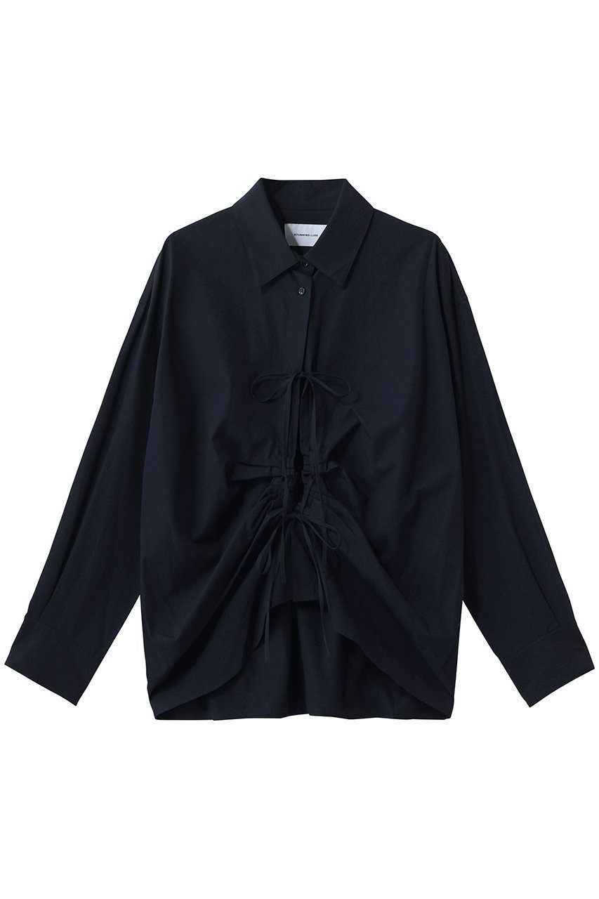 【スタニングルアー/STUNNING LURE】のフロントタックシャツ インテリア・キッズ・メンズ・レディースファッション・服の通販 founy(ファニー) ファッション Fashion レディースファッション Fashion for Women トップス・カットソー Cut & Sew Tops シャツ・ブラウス・オフィスカジュアル Elegant Blouses & Button-Ups シンプル Simple, Minimal スリーブ Sleeve, Long Sleeve / Short Sleeve ファブリック Fabric, Textile フロント Front, Front Design ボトム Bottoms, Lower Wear リボン Ribbon, Bow ロング Long, Long-Length 新作・新入荷 New Arrivals / New In ネイビー|ID: prp329100004923029 ipo3291000000036939557