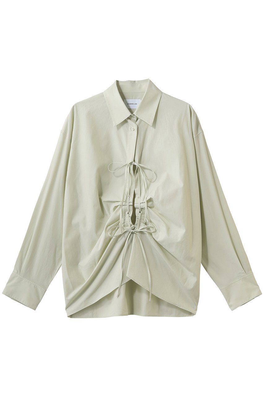 【スタニングルアー/STUNNING LURE】のフロントタックシャツ インテリア・キッズ・メンズ・レディースファッション・服の通販 founy(ファニー) ファッション Fashion レディースファッション Fashion for Women トップス・カットソー Cut & Sew Tops シャツ・ブラウス・オフィスカジュアル Elegant Blouses & Button-Ups シンプル Simple, Minimal スリーブ Sleeve, Long Sleeve / Short Sleeve ファブリック Fabric, Textile フロント Front, Front Design ボトム Bottoms, Lower Wear リボン Ribbon, Bow ロング Long, Long-Length 新作・新入荷 New Arrivals / New In ライトグリーン|ID: prp329100004923029 ipo3291000000036939559