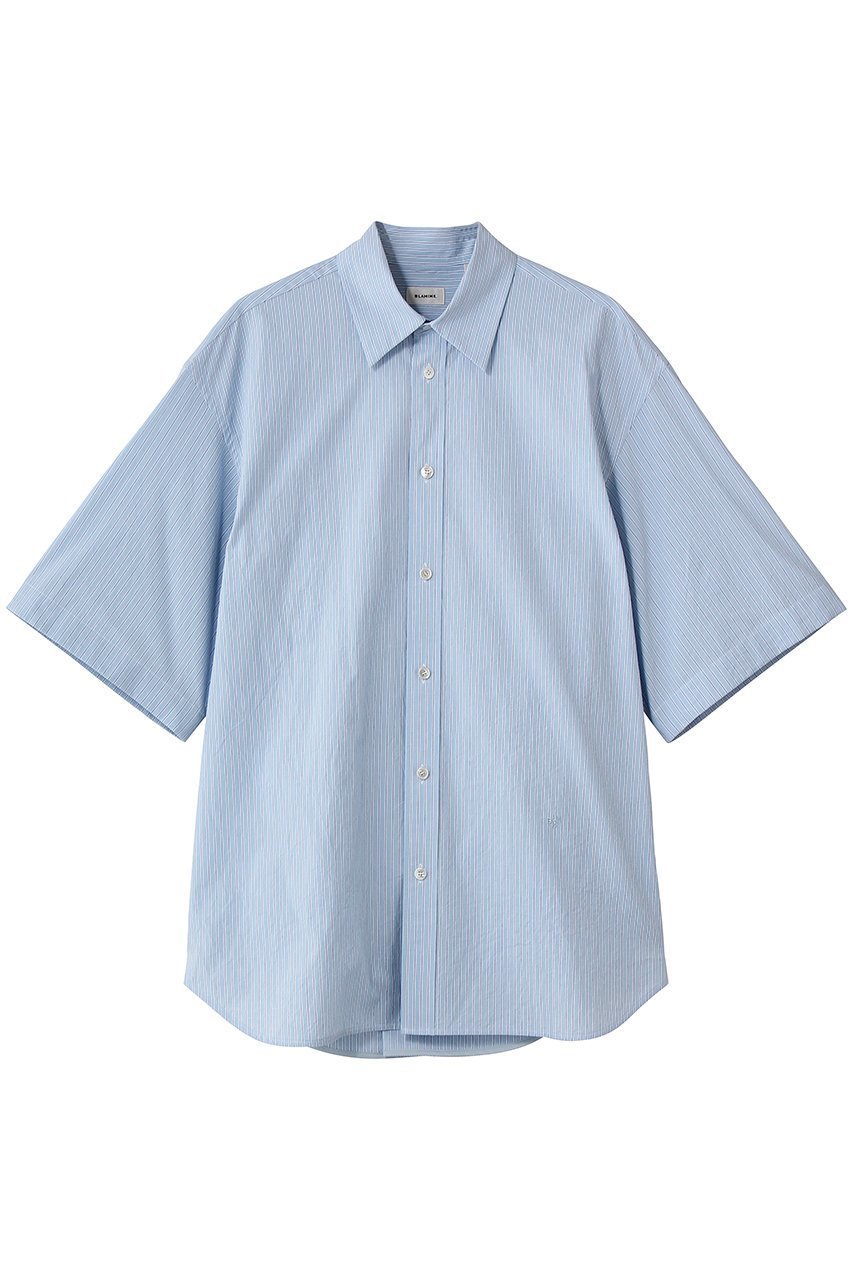 【ブラミンク/BLAMINK】のストライプレショートスリーブシャツ インテリア・キッズ・メンズ・レディースファッション・服の通販 founy(ファニー) 　ファッション　Fashion　レディースファッション　Fashion for Women　トップス・カットソー　Cut & Sew Tops　シャツ・ブラウス・オフィスカジュアル　Elegant Blouses & Button-Ups　ショート　Short, Short Length　ストライプ　Stripe, Striped Pattern　スリーブ　Sleeve, Long Sleeve / Short Sleeve　リラックス　Relax, Relaxed Fit　エレガント 上品　Elegant　定番　Standard, Basic Item　新作・新入荷　New Arrivals / New In　羽織　Haori, Light Jacket　ライトブルー|ID: prp329100004923031 ipo3291000000036939571