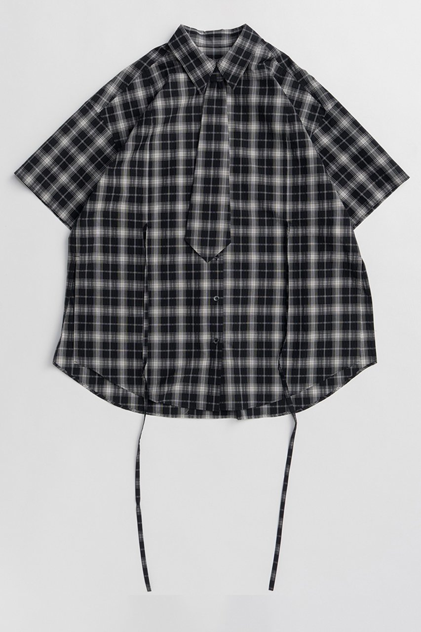 【メゾンスペシャル/MAISON SPECIAL】のHalf-Sleeve Over Tie Shirt/ハーフスリーブオーバーネクタイシャツ 人気、トレンドファッション・服の通販 founy(ファニー) 　ファッション　Fashion　レディースファッション　Fashion for Women　トップス・カットソー　Cut & Sew Tops　シャツ・ブラウス・オフィスカジュアル　Elegant Blouses & Button-Ups　おすすめ　Recommended / Our Picks　サンダル　Sandals, Summer Shoes　ショート　Short, Short Length　スリーブ　Sleeve, Long Sleeve / Short Sleeve　トレンド　Trend, Trending Now　バランス　Balance, Style Balance　マニッシュ　Mannish, Boyish　ミックス　Mix, Mixed Style　ルーズ　Loose, Oversized　今季　This Season, Current Season　半袖　Short Sleeve, Half Sleeve　新作・新入荷　New Arrivals / New In　 other-1|ID: prp329100004923047 ipo3291000000036939661