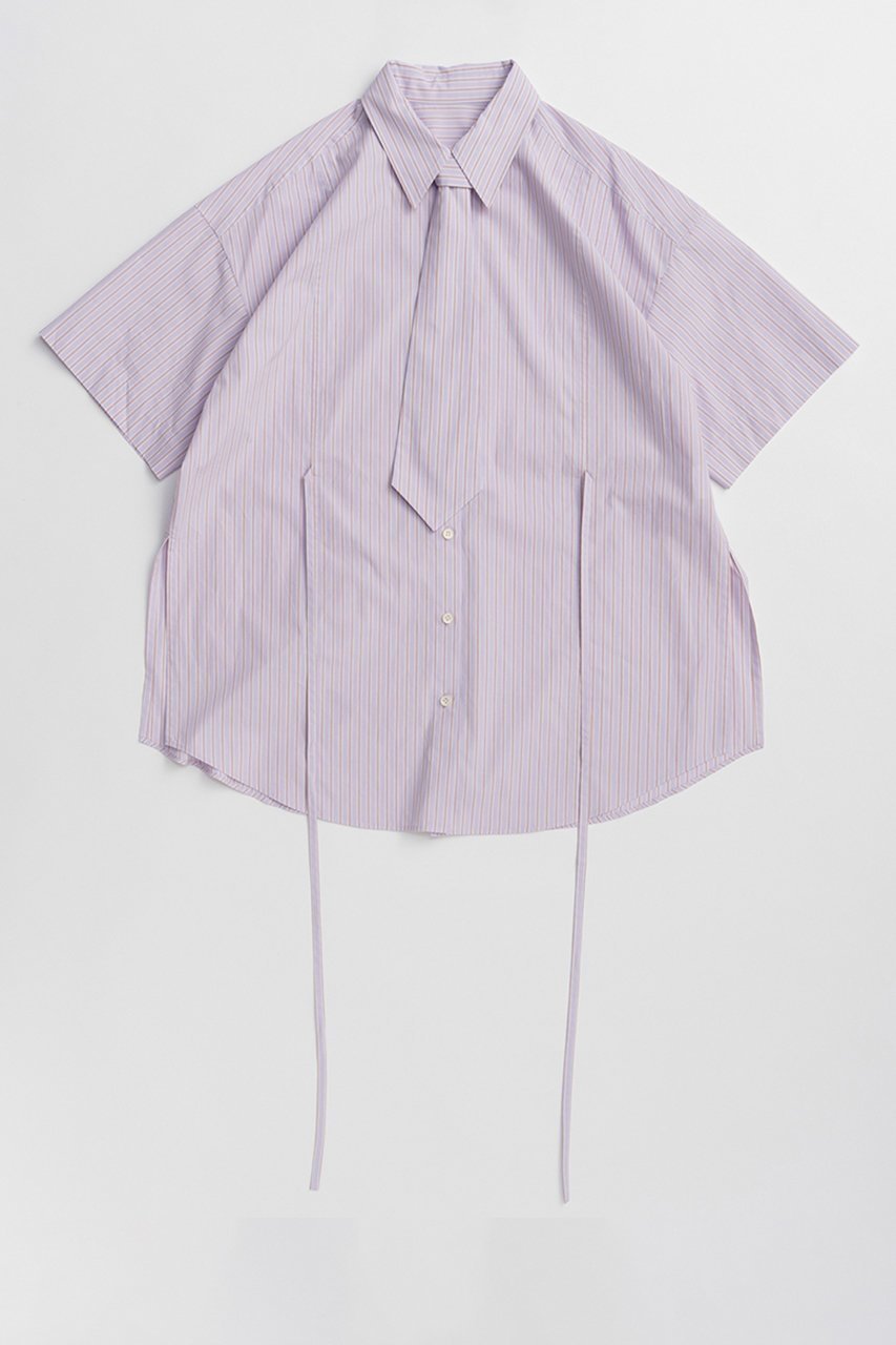 【メゾンスペシャル/MAISON SPECIAL】のHalf-Sleeve Over Tie Shirt/ハーフスリーブオーバーネクタイシャツ インテリア・キッズ・メンズ・レディースファッション・服の通販 founy(ファニー) 　ファッション　Fashion　レディースファッション　Fashion for Women　トップス・カットソー　Cut & Sew Tops　シャツ・ブラウス・オフィスカジュアル　Elegant Blouses & Button-Ups　おすすめ　Recommended / Our Picks　サンダル　Sandals, Summer Shoes　ショート　Short, Short Length　スリーブ　Sleeve, Long Sleeve / Short Sleeve　トレンド　Trend, Trending Now　バランス　Balance, Style Balance　マニッシュ　Mannish, Boyish　ミックス　Mix, Mixed Style　ルーズ　Loose, Oversized　今季　This Season, Current Season　半袖　Short Sleeve, Half Sleeve　新作・新入荷　New Arrivals / New In　PPL(パープル)|ID: prp329100004923047 ipo3291000000036939671