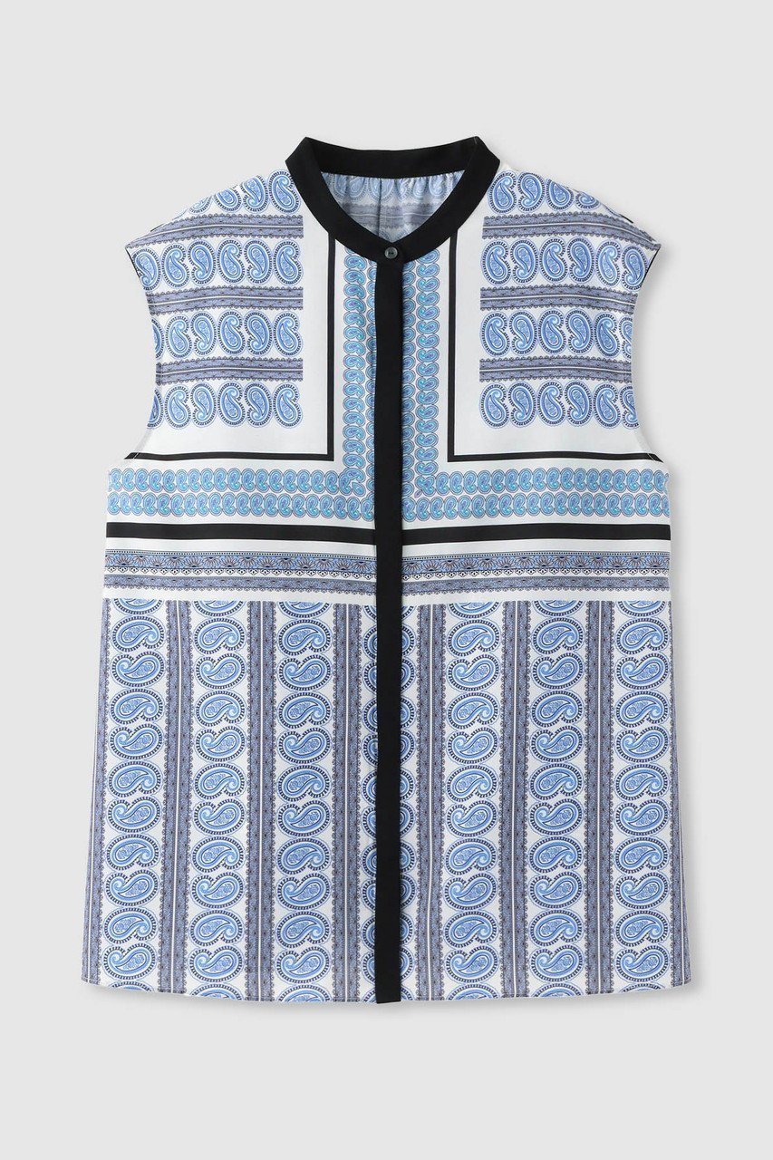 【アルアバイル/allureville】のOFFICINAペイズリーブラウス 人気、トレンドファッション・服の通販 founy(ファニー) 　ファッション　Fashion　レディースファッション　Fashion for Women　トップス・カットソー　Cut & Sew Tops　シャツ・ブラウス・オフィスカジュアル　Elegant Blouses & Button-Ups　ショート　Short, Short Length　スリーブ　Sleeve, Long Sleeve / Short Sleeve　デニム　Denim, Jeans Material　フロント　Front, Front Design　ボトム　Bottoms, Lower Wear　エレガント 上品　Elegant　再入荷　Restock / Back in Stock　 other-1|ID: prp329100004923050 ipo3291000000036939690