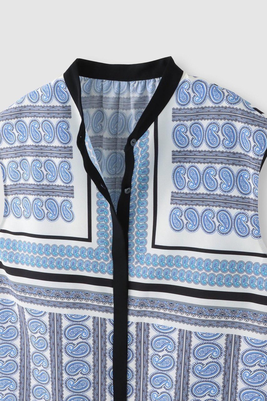 【アルアバイル/allureville】のOFFICINAペイズリーブラウス 人気、トレンドファッション・服の通販 founy(ファニー) 　ファッション　Fashion　レディースファッション　Fashion for Women　トップス・カットソー　Cut & Sew Tops　シャツ・ブラウス・オフィスカジュアル　Elegant Blouses & Button-Ups　ショート　Short, Short Length　スリーブ　Sleeve, Long Sleeve / Short Sleeve　デニム　Denim, Jeans Material　フロント　Front, Front Design　ボトム　Bottoms, Lower Wear　エレガント 上品　Elegant　再入荷　Restock / Back in Stock　other-3|ID: prp329100004923050 ipo3291000000036939698