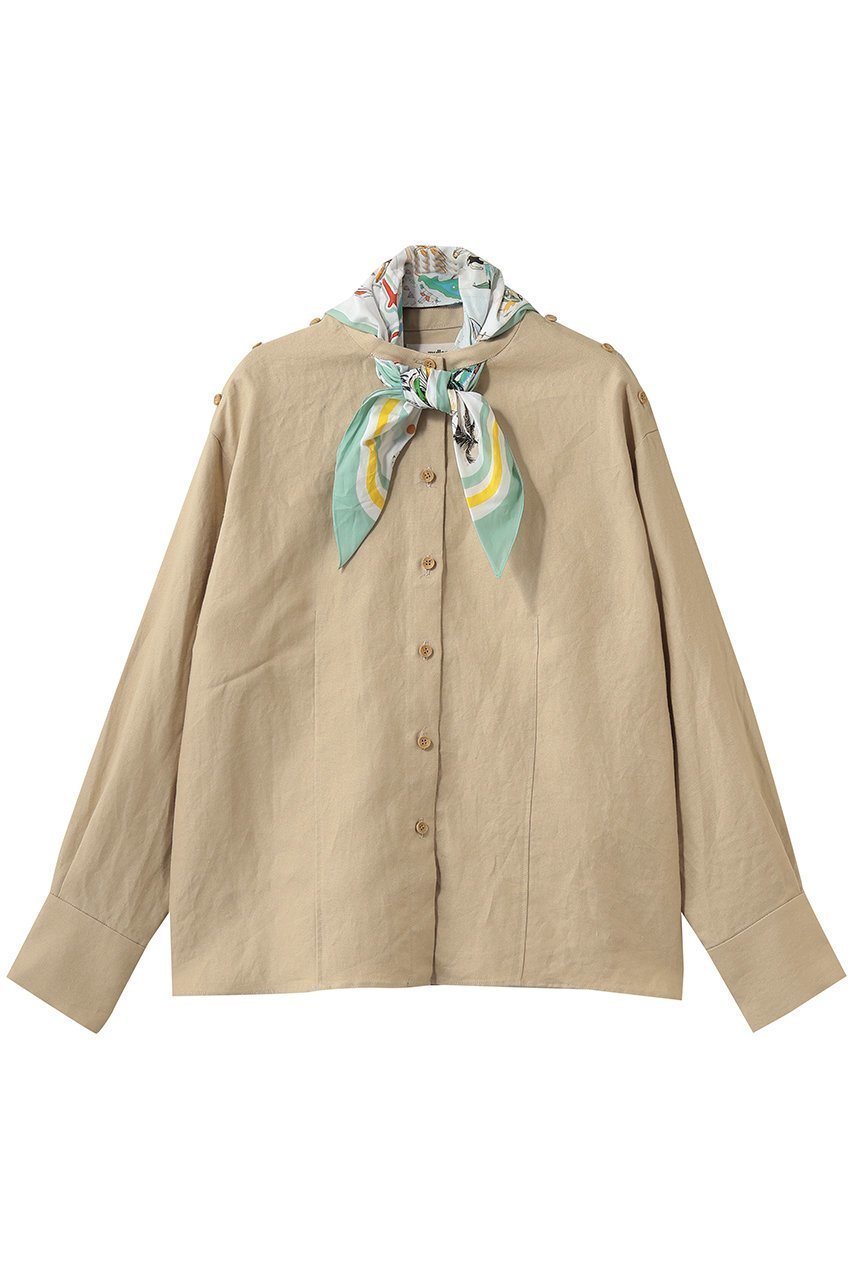 【エリオポール/heliopole】の【muller of yoshiokubo】2WAY シャツ PALMA SCARF付き 人気、トレンドファッション・服の通販 founy(ファニー) 　ファッション　Fashion　レディースファッション　Fashion for Women　トップス・カットソー　Cut & Sew Tops　シャツ・ブラウス・オフィスカジュアル　Elegant Blouses & Button-Ups　キャミソール　Camisole, Spaghetti Strap Top　シンプル　Simple, Minimal　スカーフ　Scarf, Neckwear　スラックス　Slacks, Dress Pants　スリーブ　Sleeve, Long Sleeve / Short Sleeve　デニム　Denim, Jeans Material　ロング　Long, Long-Length　新作・新入荷　New Arrivals / New In　 other-1|ID: prp329100004923058 ipo3291000000036939748