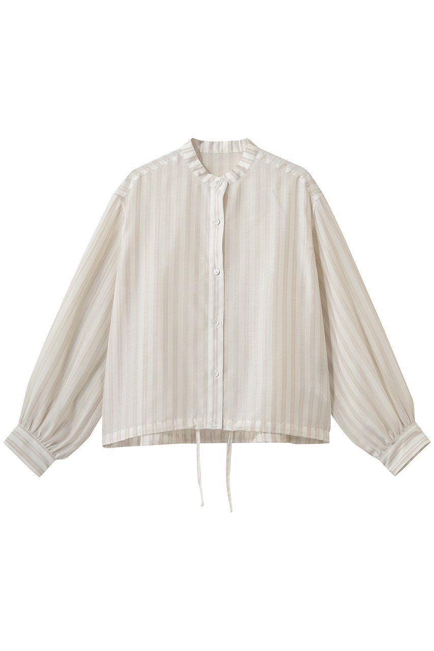 【エリオポール/heliopole】のシアーストライプドローストリングシャツ インテリア・キッズ・メンズ・レディースファッション・服の通販 founy(ファニー) 　ファッション　Fashion　レディースファッション　Fashion for Women　トップス・カットソー　Cut & Sew Tops　シャツ・ブラウス・オフィスカジュアル　Elegant Blouses & Button-Ups　シアー　Sheer, See-Through　シンプル　Simple, Minimal　ストライプ　Stripe, Striped Pattern　スリーブ　Sleeve, Long Sleeve / Short Sleeve　バルーン　Balloon, Balloon Silhouette　ロング　Long, Long-Length　新作・新入荷　New Arrivals / New In　ベージュ|ID: prp329100004923059 ipo3291000000036939772
