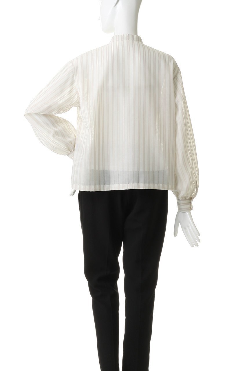 【エリオポール/heliopole】のシアーストライプドローストリングシャツ 人気、トレンドファッション・服の通販 founy(ファニー) 　ファッション　Fashion　レディースファッション　Fashion for Women　トップス・カットソー　Cut & Sew Tops　シャツ・ブラウス・オフィスカジュアル　Elegant Blouses & Button-Ups　シアー　Sheer, See-Through　シンプル　Simple, Minimal　ストライプ　Stripe, Striped Pattern　スリーブ　Sleeve, Long Sleeve / Short Sleeve　バルーン　Balloon, Balloon Silhouette　ロング　Long, Long-Length　新作・新入荷　New Arrivals / New In　other-4|ID: prp329100004923059 ipo3291000000036939779