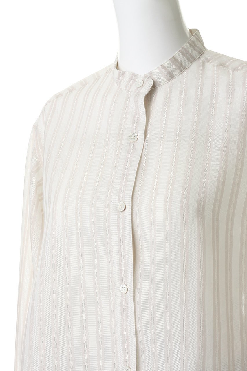 【エリオポール/heliopole】のシアーストライプドローストリングシャツ 人気、トレンドファッション・服の通販 founy(ファニー) 　ファッション　Fashion　レディースファッション　Fashion for Women　トップス・カットソー　Cut & Sew Tops　シャツ・ブラウス・オフィスカジュアル　Elegant Blouses & Button-Ups　シアー　Sheer, See-Through　シンプル　Simple, Minimal　ストライプ　Stripe, Striped Pattern　スリーブ　Sleeve, Long Sleeve / Short Sleeve　バルーン　Balloon, Balloon Silhouette　ロング　Long, Long-Length　新作・新入荷　New Arrivals / New In　other-5|ID: prp329100004923059 ipo3291000000036939782