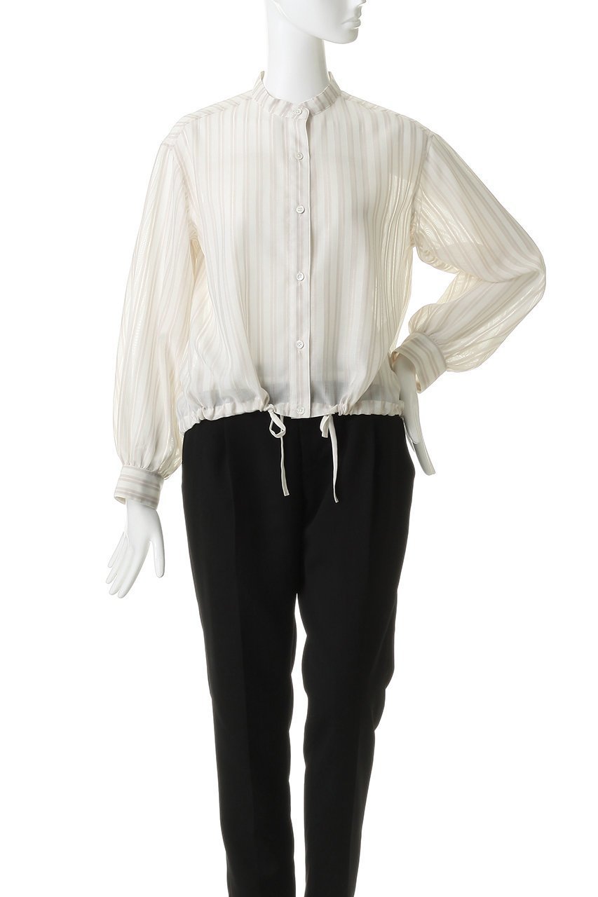 【エリオポール/heliopole】のシアーストライプドローストリングシャツ 人気、トレンドファッション・服の通販 founy(ファニー) 　ファッション　Fashion　レディースファッション　Fashion for Women　トップス・カットソー　Cut & Sew Tops　シャツ・ブラウス・オフィスカジュアル　Elegant Blouses & Button-Ups　シアー　Sheer, See-Through　シンプル　Simple, Minimal　ストライプ　Stripe, Striped Pattern　スリーブ　Sleeve, Long Sleeve / Short Sleeve　バルーン　Balloon, Balloon Silhouette　ロング　Long, Long-Length　新作・新入荷　New Arrivals / New In　other-6|ID: prp329100004923059 ipo3291000000036939783