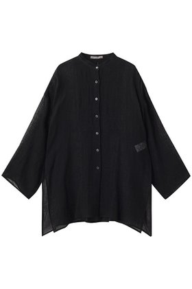 【エリオポール/heliopole】のリネンメッシュバンドカラーシャツ 人気、トレンドファッション・服の通販 founy(ファニー) ファッション Fashion レディースファッション Fashion for Women トップス・カットソー Cut & Sew Tops シャツ・ブラウス・オフィスカジュアル Elegant Blouses & Button-Ups スリット Slit, Slit Detail スリーブ Sleeve, Long Sleeve / Short Sleeve メッシュ Mesh, Net Fabric リネン Linen, Linen Fabric ロング Long, Long-Length 夏 Summer 新作・新入荷 New Arrivals / New In |ID:prp329100004923061