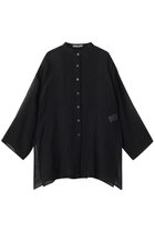 【エリオポール/heliopole】のリネンメッシュバンドカラーシャツ ブラック|ID:prp329100004923061