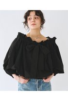 【ウィムガゼット/Whim Gazette】のコットンタイプライターギャザーブラウス ブラック|ID:prp329100004923069