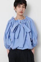 【ウィムガゼット/Whim Gazette】のコットンタイプライターギャザーブラウス サックスブルー|ID:prp329100004923069