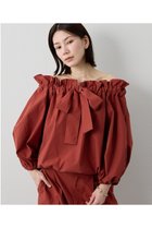 【ウィムガゼット/Whim Gazette】のコットンタイプライターギャザーブラウス バーガンディー|ID:prp329100004923069
