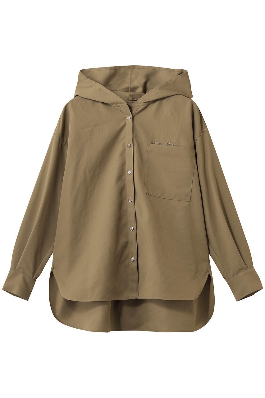 【サードマガジン/THIRD MAGAZINE】のフーディーシャツ インテリア・キッズ・メンズ・レディースファッション・服の通販 founy(ファニー) 　ファッション　Fashion　レディースファッション　Fashion for Women　トップス・カットソー　Cut & Sew Tops　シャツ・ブラウス・オフィスカジュアル　Elegant Blouses & Button-Ups　スリーブ　Sleeve, Long Sleeve / Short Sleeve　ロング　Long, Long-Length　新作・新入荷　New Arrivals / New In　ベージュ|ID: prp329100004923077 ipo3291000000036939922