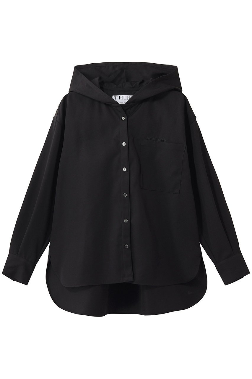 【サードマガジン/THIRD MAGAZINE】のフーディーシャツ インテリア・キッズ・メンズ・レディースファッション・服の通販 founy(ファニー) 　ファッション　Fashion　レディースファッション　Fashion for Women　トップス・カットソー　Cut & Sew Tops　シャツ・ブラウス・オフィスカジュアル　Elegant Blouses & Button-Ups　スリーブ　Sleeve, Long Sleeve / Short Sleeve　ロング　Long, Long-Length　新作・新入荷　New Arrivals / New In　ブラック|ID: prp329100004923077 ipo3291000000036939924