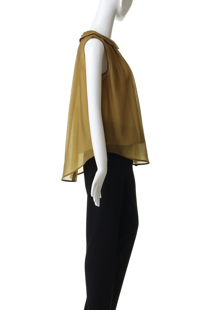 【ランバン オン ブルー/LANVIN en Bleu】のオーガンジーネックリボンブラウス 人気、トレンドファッション・服の通販 founy(ファニー) 　ファッション　Fashion　レディースファッション　Fashion for Women　トップス・カットソー　Cut & Sew Tops　キャミソール&ノースリーブ　Camisoles & Sleeveless Tops　シャツ・ブラウス・オフィスカジュアル　Elegant Blouses & Button-Ups　オーガンジー　Organza Fabric　クラシカル　Classical, Vintage-Inspired　ダウン　Down, Puffer　デニム　Denim, Jeans Material　ノースリーブ　Sleeveless, No-Sleeve　フレア　Flare, Flared　リボン　Ribbon, Bow　新作・新入荷　New Arrivals / New In　other-3|ID: prp329100004923084 ipo3291000000036939979