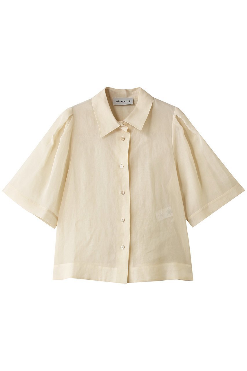 【デパリエ/DEPAREILLE】のコットンボイルショートスリーブブラウス インテリア・キッズ・メンズ・レディースファッション・服の通販 founy(ファニー) 　ファッション　Fashion　レディースファッション　Fashion for Women　トップス・カットソー　Cut & Sew Tops　シャツ・ブラウス・オフィスカジュアル　Elegant Blouses & Button-Ups　インナー　Innerwear　エアリー　Airy Texture　ショート　Short, Short Length　スリーブ　Sleeve, Long Sleeve / Short Sleeve　トレンド　Trend, Trending Now　新作・新入荷　New Arrivals / New In　オフホワイト|ID: prp329100004923091 ipo3291000000036940020