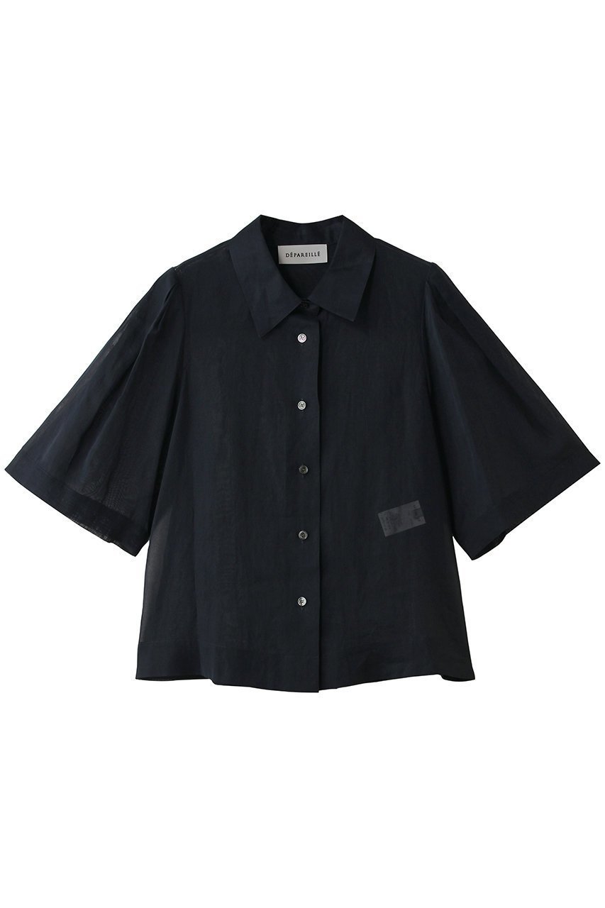 【デパリエ/DEPAREILLE】のコットンボイルショートスリーブブラウス インテリア・キッズ・メンズ・レディースファッション・服の通販 founy(ファニー) 　ファッション　Fashion　レディースファッション　Fashion for Women　トップス・カットソー　Cut & Sew Tops　シャツ・ブラウス・オフィスカジュアル　Elegant Blouses & Button-Ups　インナー　Innerwear　エアリー　Airy Texture　ショート　Short, Short Length　スリーブ　Sleeve, Long Sleeve / Short Sleeve　トレンド　Trend, Trending Now　新作・新入荷　New Arrivals / New In　ネイビー|ID: prp329100004923091 ipo3291000000036940022