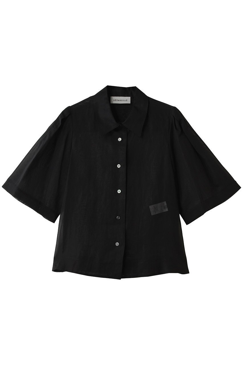 【デパリエ/DEPAREILLE】のコットンボイルショートスリーブブラウス インテリア・キッズ・メンズ・レディースファッション・服の通販 founy(ファニー) 　ファッション　Fashion　レディースファッション　Fashion for Women　トップス・カットソー　Cut & Sew Tops　シャツ・ブラウス・オフィスカジュアル　Elegant Blouses & Button-Ups　インナー　Innerwear　エアリー　Airy Texture　ショート　Short, Short Length　スリーブ　Sleeve, Long Sleeve / Short Sleeve　トレンド　Trend, Trending Now　新作・新入荷　New Arrivals / New In　ブラック|ID: prp329100004923091 ipo3291000000036940023