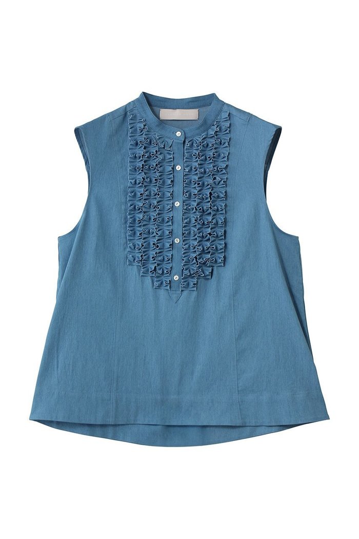 【マリリンムーン/MARILYN MOON】のモダンタックフリルフレアブラウス インテリア・キッズ・メンズ・レディースファッション・服の通販 founy(ファニー) https://founy.com/ ファッション Fashion レディースファッション Fashion for Women トップス・カットソー Cut & Sew Tops キャミソール&ノースリーブ Camisoles & Sleeveless Tops シャツ・ブラウス・オフィスカジュアル Elegant Blouses & Button-Ups アクセサリー Fashion Accessories ノースリーブ Sleeveless, No-Sleeve フレア Flare, Flared 人気 Popular, Best Seller 夏 Summer 新作・新入荷 New Arrivals / New In |ID: prp329100004923092 ipo3291000000036940033