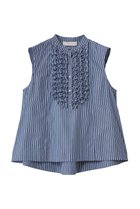 【マリリンムーン/MARILYN MOON】のモダンタックフリルフレアブラウス 人気、トレンドファッション・服の通販 founy(ファニー) ファッション Fashion レディースファッション Fashion for Women トップス・カットソー Cut & Sew Tops キャミソール&ノースリーブ Camisoles & Sleeveless Tops シャツ・ブラウス・オフィスカジュアル Elegant Blouses & Button-Ups アクセサリー Fashion Accessories ノースリーブ Sleeveless, No-Sleeve フレア Flare, Flared 人気 Popular, Best Seller 夏 Summer 新作・新入荷 New Arrivals / New In thumbnail ネイビー×ホワイト|ID: prp329100004923092 ipo3291000000036940037