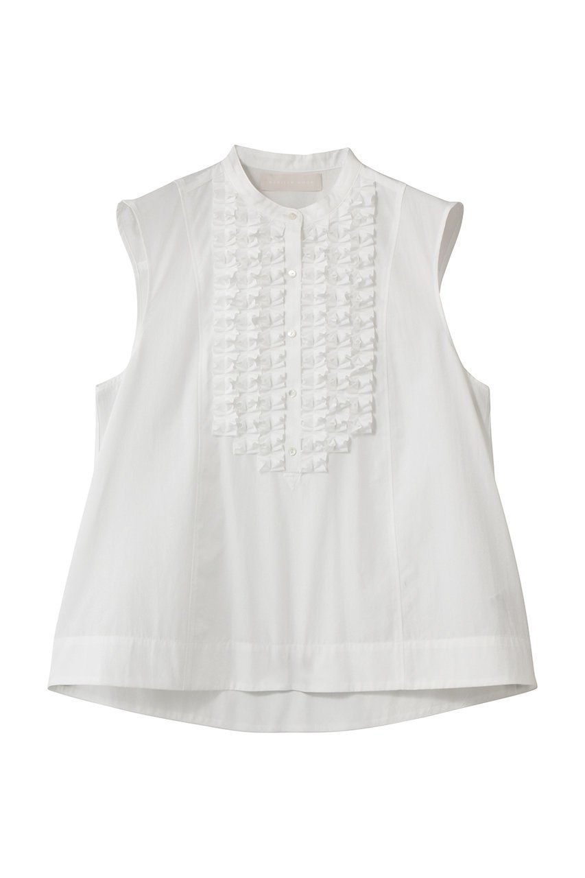 【マリリンムーン/MARILYN MOON】のモダンタックフリルフレアブラウス インテリア・キッズ・メンズ・レディースファッション・服の通販 founy(ファニー) 　ファッション　Fashion　レディースファッション　Fashion for Women　トップス・カットソー　Cut & Sew Tops　キャミソール&ノースリーブ　Camisoles & Sleeveless Tops　シャツ・ブラウス・オフィスカジュアル　Elegant Blouses & Button-Ups　アクセサリー　Fashion Accessories　ノースリーブ　Sleeveless, No-Sleeve　フレア　Flare, Flared　人気　Popular, Best Seller　夏　Summer　新作・新入荷　New Arrivals / New In　ホワイト|ID: prp329100004923092 ipo3291000000036940039