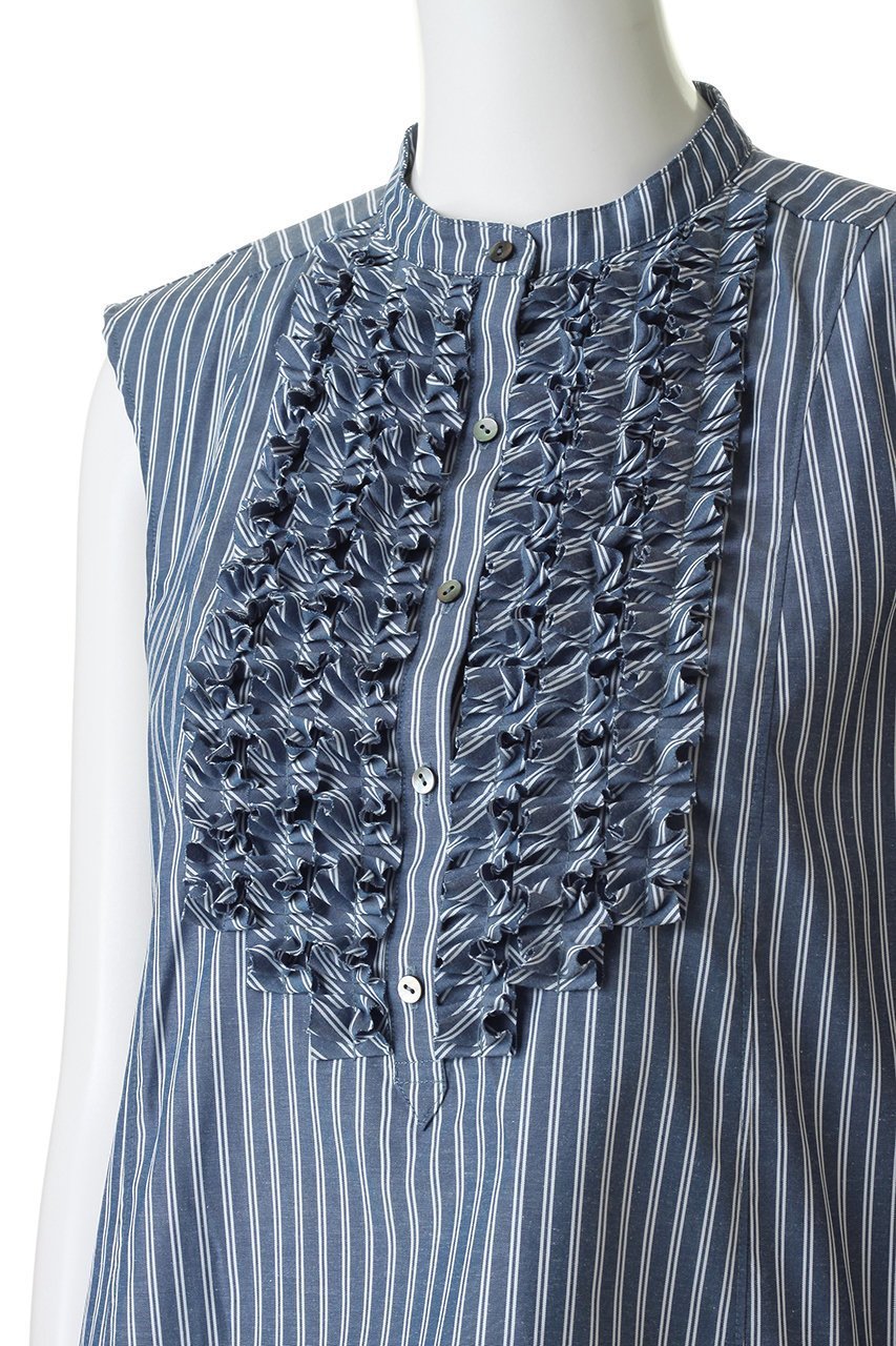 【マリリンムーン/MARILYN MOON】のモダンタックフリルフレアブラウス 人気、トレンドファッション・服の通販 founy(ファニー) 　ファッション　Fashion　レディースファッション　Fashion for Women　トップス・カットソー　Cut & Sew Tops　キャミソール&ノースリーブ　Camisoles & Sleeveless Tops　シャツ・ブラウス・オフィスカジュアル　Elegant Blouses & Button-Ups　アクセサリー　Fashion Accessories　ノースリーブ　Sleeveless, No-Sleeve　フレア　Flare, Flared　人気　Popular, Best Seller　夏　Summer　新作・新入荷　New Arrivals / New In　other-5|ID: prp329100004923092 ipo3291000000036940048