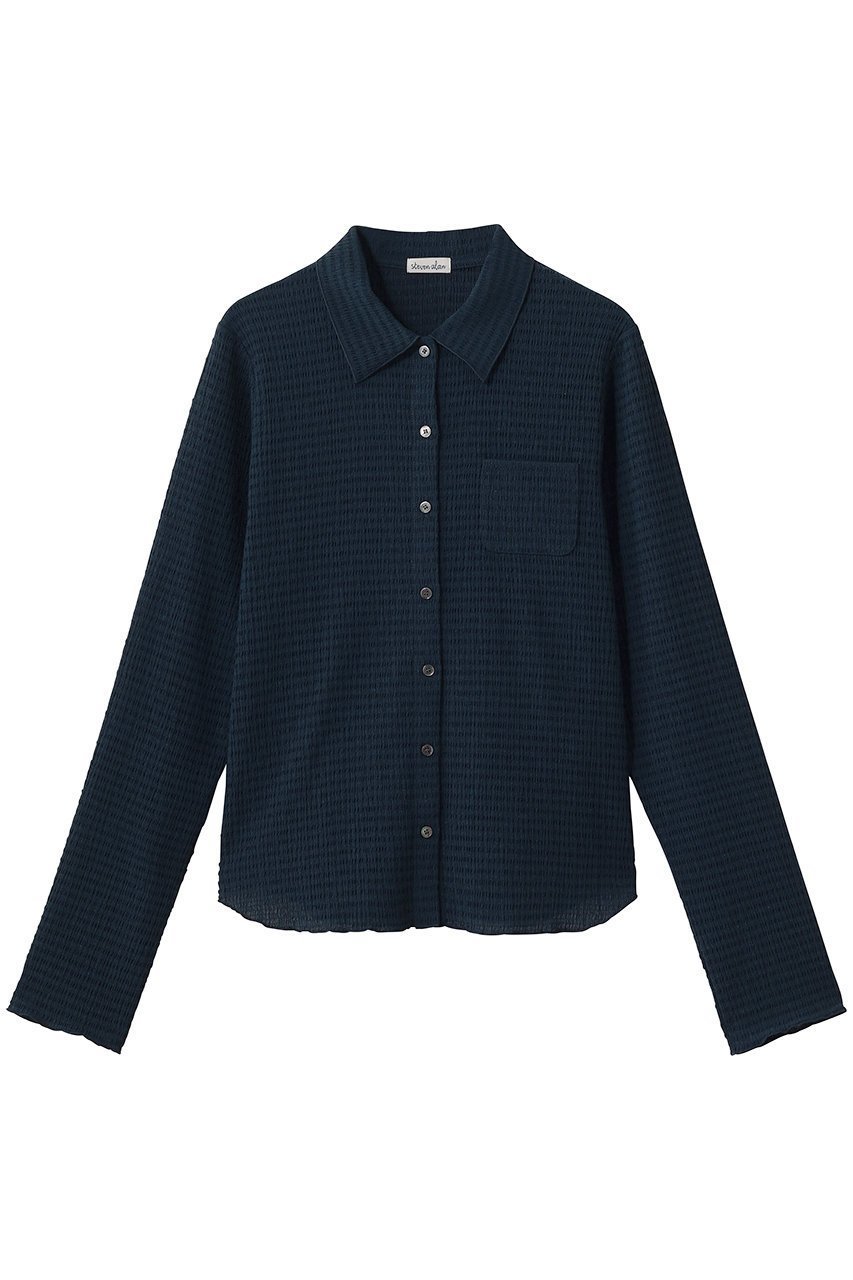 【スティーブンアラン/steven alan】のクレープ シャツ カーディガン インテリア・キッズ・メンズ・レディースファッション・服の通販 founy(ファニー) 　ファッション　Fashion　レディースファッション　Fashion for Women　トップス・カットソー　Cut & Sew Tops　カーディガン・羽織り　Layered Style Cardigans　シャツ・ブラウス・オフィスカジュアル　Elegant Blouses & Button-Ups　インナー　Innerwear　カーディガン　Cardigan, Knitwear　ジャケット　Jacket, Outerwear　ストレッチ　Stretch, Stretchy Fabric　スリーブ　Sleeve, Long Sleeve / Short Sleeve　ブルゾン　Blouson, Bomber Jacket　ポケット　Pocket, Pocket Detail　ロング　Long, Long-Length　エレガント 上品　Elegant　新作・新入荷　New Arrivals / New In　羽織　Haori, Light Jacket　ネイビー|ID: prp329100004923108 ipo3291000000036940156