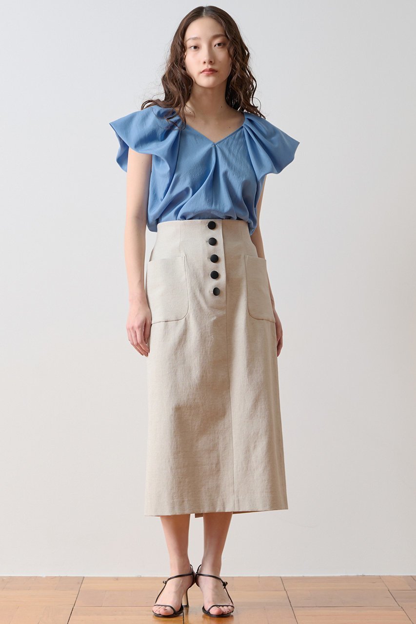 【ティアラ/Tiara】のバルーンスリーブブラウス 人気、トレンドファッション・服の通販 founy(ファニー) 　ファッション　Fashion　レディースファッション　Fashion for Women　トップス・カットソー　Cut & Sew Tops　シャツ・ブラウス・オフィスカジュアル　Elegant Blouses & Button-Ups　おすすめ　Recommended / Our Picks　ショート　Short, Short Length　スリーブ　Sleeve, Long Sleeve / Short Sleeve　センター　Center, Center Line　タイトスカート　Pencil Skirt, Tight Skirt　デコルテ　Décolleté, Neckline　バランス　Balance, Style Balance　バルーン　Balloon, Balloon Silhouette　新作・新入荷　New Arrivals / New In　other-2|ID: prp329100004923116 ipo3291000000036940225