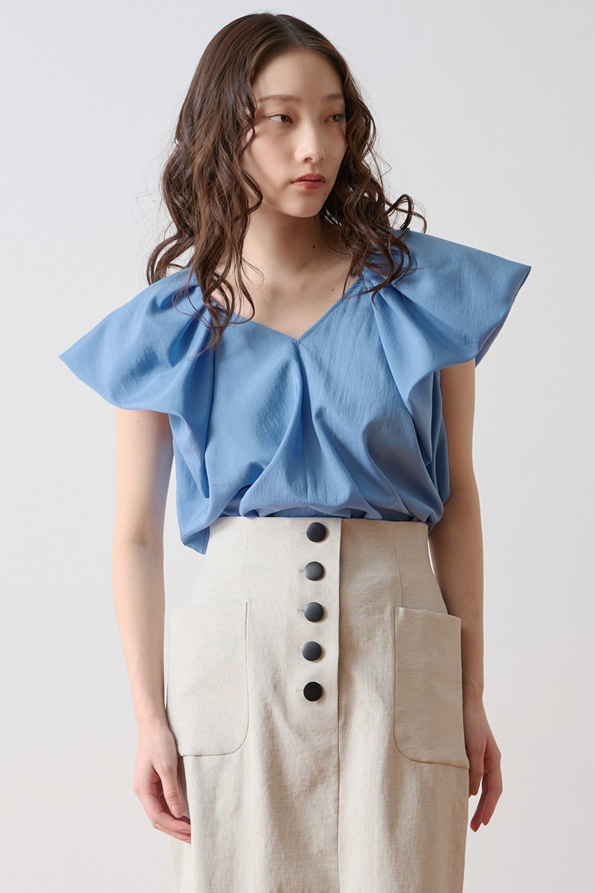 【ティアラ/Tiara】のバルーンスリーブブラウス 人気、トレンドファッション・服の通販 founy(ファニー) 　ファッション　Fashion　レディースファッション　Fashion for Women　トップス・カットソー　Cut & Sew Tops　シャツ・ブラウス・オフィスカジュアル　Elegant Blouses & Button-Ups　おすすめ　Recommended / Our Picks　ショート　Short, Short Length　スリーブ　Sleeve, Long Sleeve / Short Sleeve　センター　Center, Center Line　タイトスカート　Pencil Skirt, Tight Skirt　デコルテ　Décolleté, Neckline　バランス　Balance, Style Balance　バルーン　Balloon, Balloon Silhouette　新作・新入荷　New Arrivals / New In　other-5|ID: prp329100004923116 ipo3291000000036940231