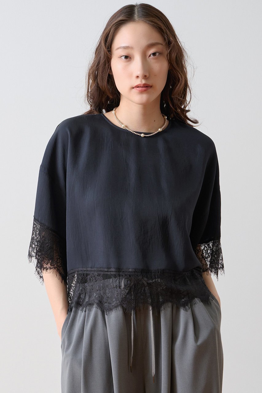 【ティアラ/Tiara】のレースヘムTブラウス 人気、トレンドファッション・服の通販 founy(ファニー) 　ファッション　Fashion　レディースファッション　Fashion for Women　トップス・カットソー　Cut & Sew Tops　シャツ・ブラウス・オフィスカジュアル　Elegant Blouses & Button-Ups　おすすめ　Recommended / Our Picks　コンビ　Combo, Combination Style　ショート　Short, Short Length　シルク　Silk, 100% Silk　スリーブ　Sleeve, Long Sleeve / Short Sleeve　トレンド　Trend, Trending Now　ドレープ　Drape, Draping Fabric　レース　Lace, Lace Fabric　ワイド　Wide, Wide Fit　ヴィンテージ　Vintage Style　ビジネス 仕事 通勤　Business / Work / Commuting　新作・新入荷　New Arrivals / New In　other-2|ID: prp329100004923117 ipo3291000000036940238