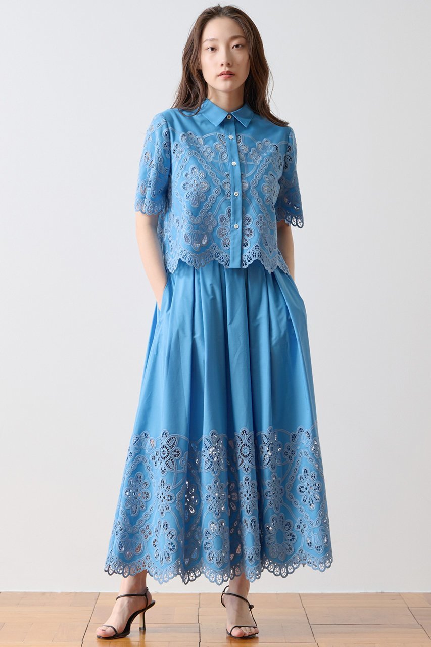 【ティアラ/Tiara】のカットワークレースショートスリーブシャツ 人気、トレンドファッション・服の通販 founy(ファニー) 　ファッション　Fashion　レディースファッション　Fashion for Women　トップス・カットソー　Cut & Sew Tops　シャツ・ブラウス・オフィスカジュアル　Elegant Blouses & Button-Ups　おすすめ　Recommended / Our Picks　ショート　Short, Short Length　シンプル　Simple, Minimal　スカラップ　Scallop, Scalloped Edge　スリーブ　Sleeve, Long Sleeve / Short Sleeve　セットアップ　Set-Up, Coordinated Outfit　フレア　Flare, Flared　ワイド　Wide, Wide Fit　新作・新入荷　New Arrivals / New In　other-3|ID: prp329100004923118 ipo3291000000036940258