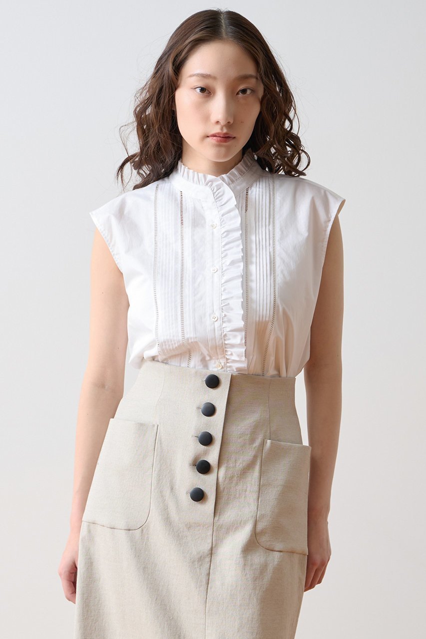 【ティアラ/Tiara】のピンタックレースフリルブラウス インテリア・キッズ・メンズ・レディースファッション・服の通販 founy(ファニー) 　ファッション　Fashion　レディースファッション　Fashion for Women　トップス・カットソー　Cut & Sew Tops　シャツ・ブラウス・オフィスカジュアル　Elegant Blouses & Button-Ups　おすすめ　Recommended / Our Picks　ショート　Short, Short Length　シンプル　Simple, Minimal　スリーブ　Sleeve, Long Sleeve / Short Sleeve　タイプライター　Typewriter Fabric, Crisp Cotton　デニム　Denim, Jeans Material　フェミニン　Feminine, Girly　ボトム　Bottoms, Lower Wear　エレガント 上品　Elegant　新作・新入荷　New Arrivals / New In　ホワイト|ID: prp329100004923119 ipo3291000000036940267