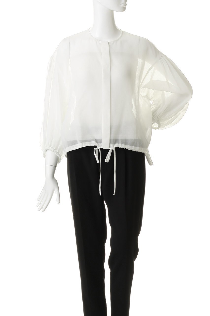 【エブール/ebure】のソフトオーガンジー シャーリングブラウス 人気、トレンドファッション・服の通販 founy(ファニー) 　ファッション　Fashion　レディースファッション　Fashion for Women　トップス・カットソー　Cut & Sew Tops　シャツ・ブラウス・オフィスカジュアル　Elegant Blouses & Button-Ups　おすすめ　Recommended / Our Picks　オーガンジー　Organza Fabric　シャーリング　Shirring, Ruched　スリーブ　Sleeve, Long Sleeve / Short Sleeve　フォルム　Silhouette, Form　ロング　Long, Long-Length　新作・新入荷　New Arrivals / New In　other-2|ID: prp329100004923130 ipo3291000000036940367