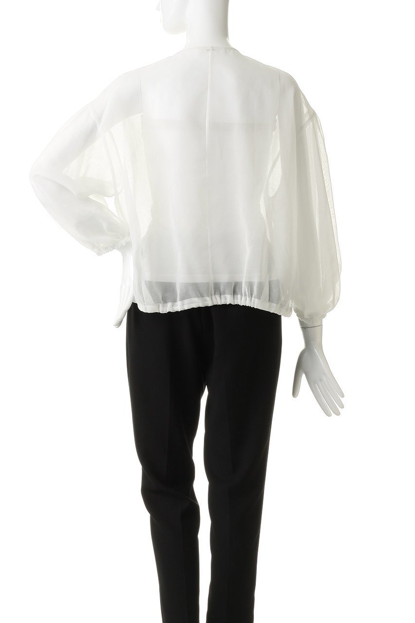 【エブール/ebure】のソフトオーガンジー シャーリングブラウス 人気、トレンドファッション・服の通販 founy(ファニー) 　ファッション　Fashion　レディースファッション　Fashion for Women　トップス・カットソー　Cut & Sew Tops　シャツ・ブラウス・オフィスカジュアル　Elegant Blouses & Button-Ups　おすすめ　Recommended / Our Picks　オーガンジー　Organza Fabric　シャーリング　Shirring, Ruched　スリーブ　Sleeve, Long Sleeve / Short Sleeve　フォルム　Silhouette, Form　ロング　Long, Long-Length　新作・新入荷　New Arrivals / New In　other-4|ID: prp329100004923130 ipo3291000000036940373