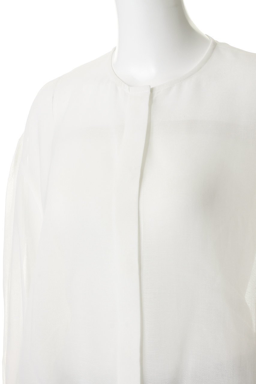 【エブール/ebure】のソフトオーガンジー シャーリングブラウス 人気、トレンドファッション・服の通販 founy(ファニー) 　ファッション　Fashion　レディースファッション　Fashion for Women　トップス・カットソー　Cut & Sew Tops　シャツ・ブラウス・オフィスカジュアル　Elegant Blouses & Button-Ups　おすすめ　Recommended / Our Picks　オーガンジー　Organza Fabric　シャーリング　Shirring, Ruched　スリーブ　Sleeve, Long Sleeve / Short Sleeve　フォルム　Silhouette, Form　ロング　Long, Long-Length　新作・新入荷　New Arrivals / New In　other-5|ID: prp329100004923130 ipo3291000000036940376