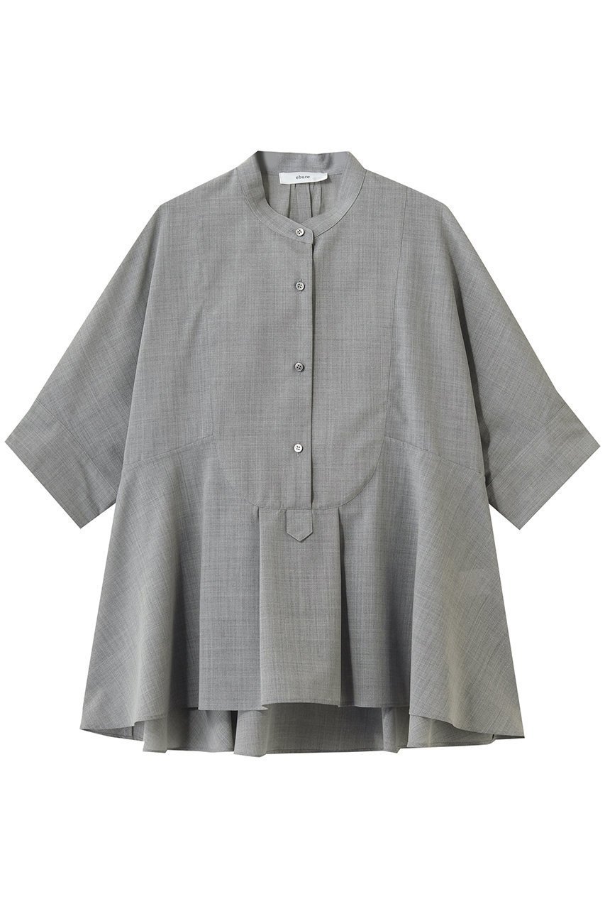 【エブール/ebure】のドライシアーウール フレアブラウス インテリア・キッズ・メンズ・レディースファッション・服の通販 founy(ファニー) 　ファッション　Fashion　レディースファッション　Fashion for Women　トップス・カットソー　Cut & Sew Tops　シャツ・ブラウス・オフィスカジュアル　Elegant Blouses & Button-Ups　ショート　Short, Short Length　スリーブ　Sleeve, Long Sleeve / Short Sleeve　フレア　Flare, Flared　新作・新入荷　New Arrivals / New In　トップグレー|ID: prp329100004923135 ipo3291000000036940410