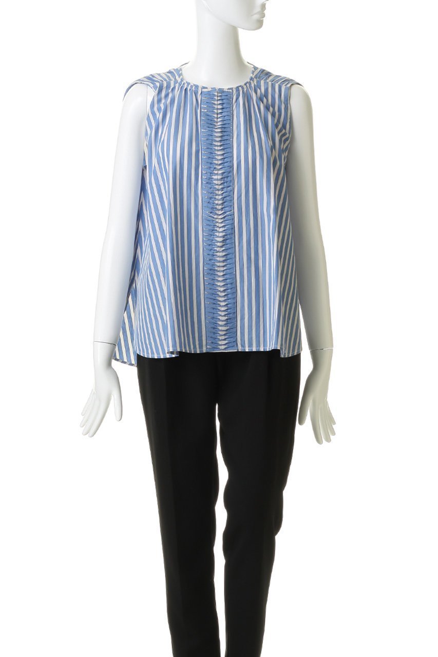 【ヌキテパ/NE QUITTEZ PAS】のPoplin Wave Tuck トップス 人気、トレンドファッション・服の通販 founy(ファニー) 　ファッション　Fashion　レディースファッション　Fashion for Women　トップス・カットソー　Cut & Sew Tops　キャミソール&ノースリーブ　Camisoles & Sleeveless Tops　シャツ・ブラウス・オフィスカジュアル　Elegant Blouses & Button-Ups　ギャザー　Gathered, Ruffled　センター　Center, Center Line　ノースリーブ　Sleeveless, No-Sleeve　リボン　Ribbon, Bow　夏　Summer　新作・新入荷　New Arrivals / New In　other-2|ID: prp329100004923146 ipo3291000000036940517