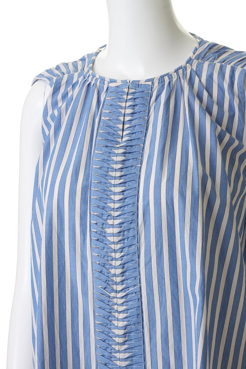 【ヌキテパ/NE QUITTEZ PAS】のPoplin Wave Tuck トップス 人気、トレンドファッション・服の通販 founy(ファニー) 　ファッション　Fashion　レディースファッション　Fashion for Women　トップス・カットソー　Cut & Sew Tops　キャミソール&ノースリーブ　Camisoles & Sleeveless Tops　シャツ・ブラウス・オフィスカジュアル　Elegant Blouses & Button-Ups　ギャザー　Gathered, Ruffled　センター　Center, Center Line　ノースリーブ　Sleeveless, No-Sleeve　リボン　Ribbon, Bow　夏　Summer　新作・新入荷　New Arrivals / New In　other-5|ID: prp329100004923146 ipo3291000000036940526