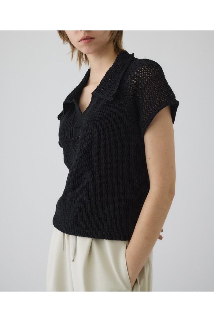 【リムアーク/RIM.ARK】のLinen mix open collar tops/トップス インテリア・キッズ・メンズ・レディースファッション・服の通販 founy(ファウニー) https://founy.com/ ファッション Fashion レディースファッション Fashion for Women トップス・カットソー Cut & Sew Tops シャツ・ブラウス・オフィスカジュアル Elegant Blouses & Button-Ups コンパクト Compact, Small Size サマー Summer, Summer Style ショート Short, Short Length スリーブ Sleeve, Long Sleeve / Short Sleeve バランス Balance, Style Balance メッシュ Mesh, Net Fabric リネン Linen, Linen Fabric 夏 Summer 春 Spring S/S・春夏 SS, Spring/Summer, Warm Season 畦 Ribbed Knit |ID: prp329100004923149 ipo3291000000036940550