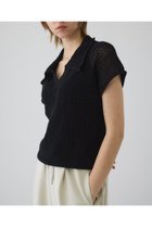 【リムアーク/RIM.ARK】のLinen mix open collar tops/トップス ブラック|ID:prp329100004923149