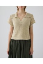 【リムアーク/RIM.ARK】のLinen mix open collar tops/トップス ライトベージュ|ID:prp329100004923149