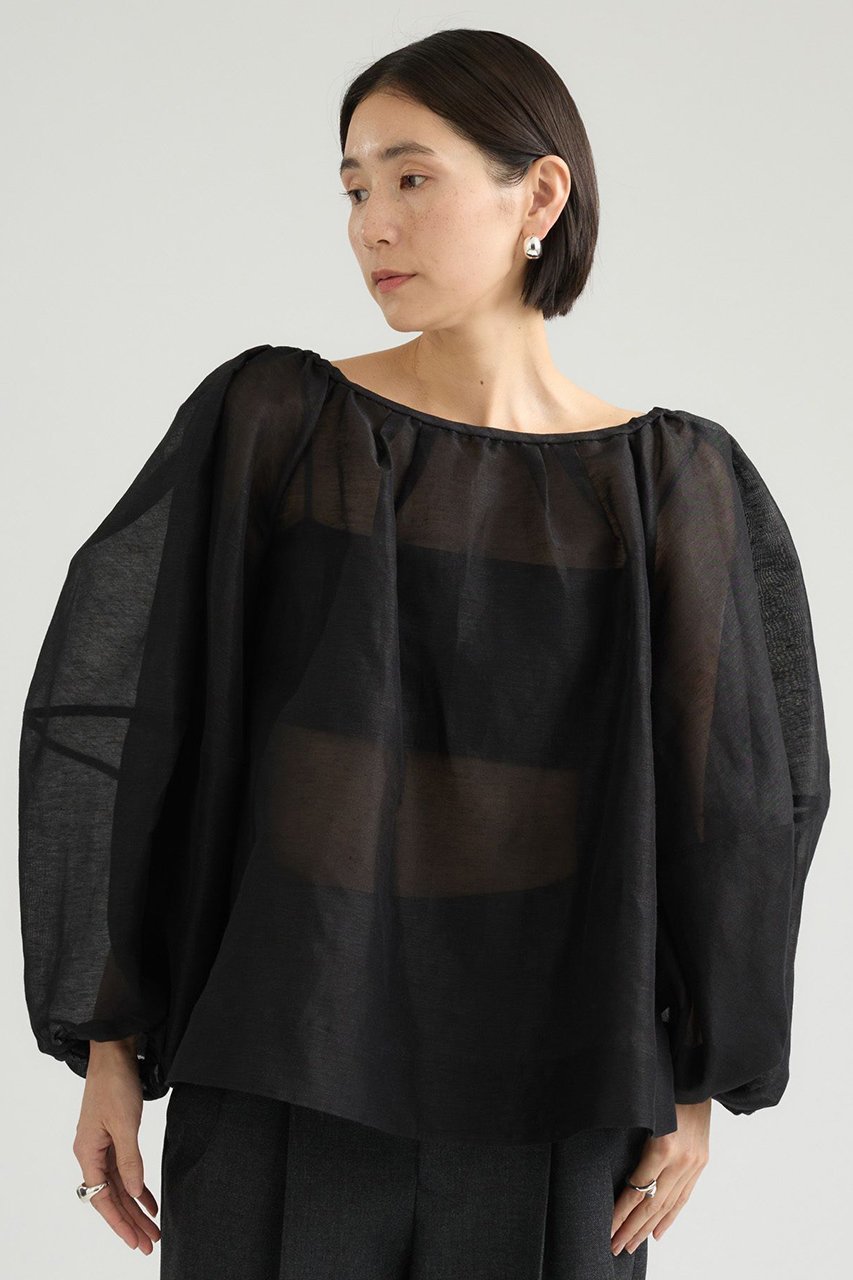 【カオス/Chaos】のカーラブランブラウス インテリア・キッズ・メンズ・レディースファッション・服の通販 founy(ファニー) 　ファッション　Fashion　レディースファッション　Fashion for Women　トップス・カットソー　Cut & Sew Tops　シャツ・ブラウス・オフィスカジュアル　Elegant Blouses & Button-Ups　オーガンジー　Organza Fabric　シアー　Sheer, See-Through　シルク　Silk, 100% Silk　スリーブ　Sleeve, Long Sleeve / Short Sleeve　パターン　Pattern, Design Print　リネン　Linen, Linen Fabric　ロング　Long, Long-Length　新作・新入荷　New Arrivals / New In　ブラック|ID: prp329100004923159 ipo3291000000036940626