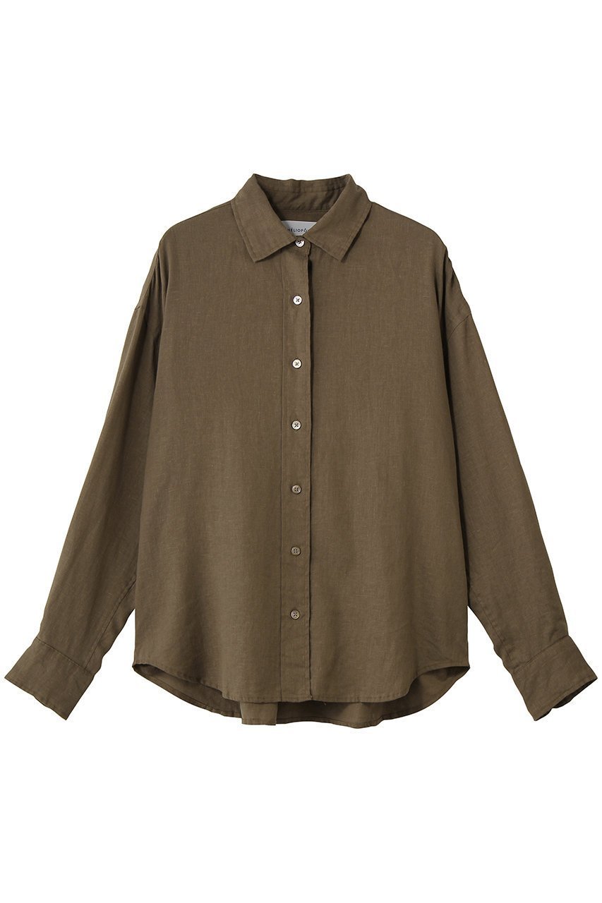 【エリオポール/heliopole】のフレンチリネンシャツ インテリア・キッズ・メンズ・レディースファッション・服の通販 founy(ファニー) 　ファッション　Fashion　レディースファッション　Fashion for Women　トップス・カットソー　Cut & Sew Tops　シャツ・ブラウス・オフィスカジュアル　Elegant Blouses & Button-Ups　スリーブ　Sleeve, Long Sleeve / Short Sleeve　フレンチ　French, French Style　リネン　Linen, Linen Fabric　リラックス　Relax, Relaxed Fit　ロング　Long, Long-Length　夏　Summer　新作・新入荷　New Arrivals / New In　羽織　Haori, Light Jacket　ダークブラウン|ID: prp329100004923168 ipo3291000000036940695